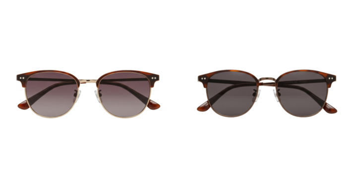 Stylish sunglasses set in two designs with gradient lenses  isolate, set 