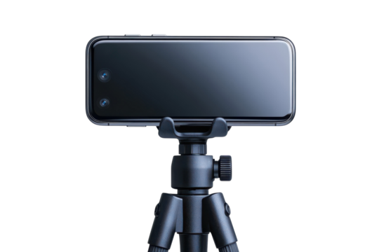 Capturing crystal clear memories a modern smartphone poised for action on a sleek professional on transparent background