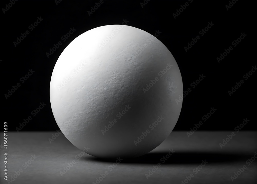 Poster a smooth white sphere is isolated against a dark background, showcasing a study in light and shadow 