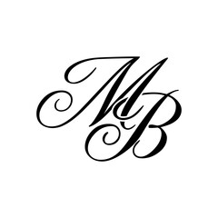 Elegant MB Monogram Logo in Black Script – Luxury Calligraphy Initial Design on White Background