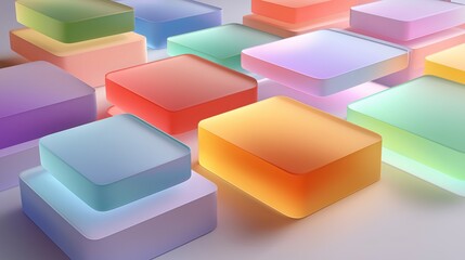 Obraz premium Minimal Floating Isometric 3D Platforms with Geometric Shapes, Clean Abstract Design for UI, Presentations, and Creative Stock Visuals