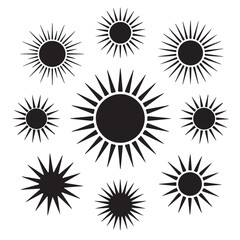 Fototapeta premium A vibrant vector icon set of suns, flowers, and stars, perfect for summer weather and nature-inspired designs