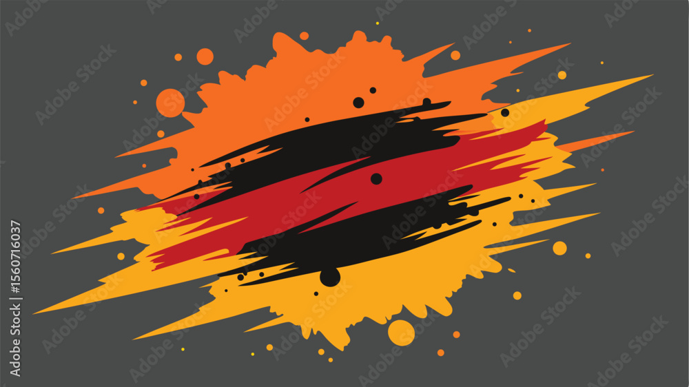 Poster abstract artistic design with dynamic brush strokes in warm earthy tones and color splashes