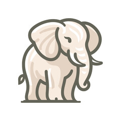A serene illustration of a standing elephant in a minimalist style, showcasing its gentle nature