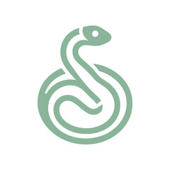 Obraz premium Minimalistic green snake logo design representing nature and wildlife conservation