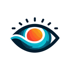 Abstract representation of an eye with a vibrant sun symbolizing vision and creativity