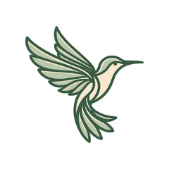 A stylized illustration of a hummingbird in flight, showcasing its graceful wings and natural elegance