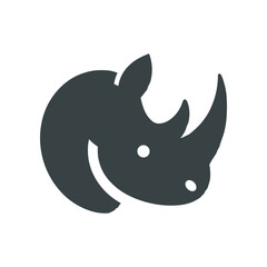 Stylized illustration of a rhinoceros head with minimalistic design on a white background