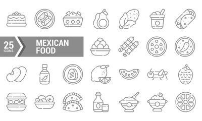 25 Lineal Mexican Food Icons for Your Design Projects.