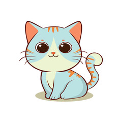 vector cute cat cartoon illustration. animal nature concept isolated. flat cartoon style
