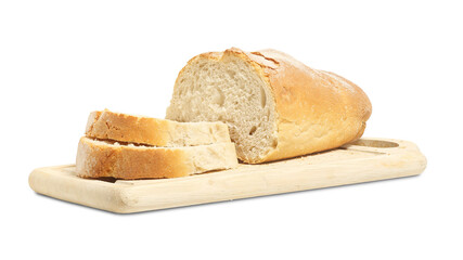 sliced loaf of bread on cutting board