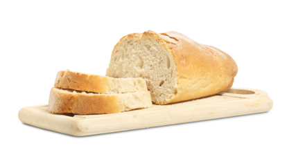 sliced loaf of bread on cutting board