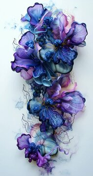 Purlpe abstract flowres. Dynamic abstract art in vibrant pastel tones, featuring smooth fluid motion ideal for modern backgrounds, social media and motion graphics. 