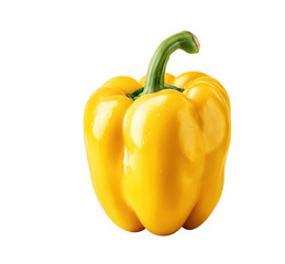 Vibrant yellow bell pepper with green stem isolated on a transparent background fresh vegetable healthy food