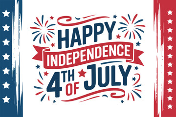 Independence day celebration quote with ribbon and fireworks for july 4th american holiday vector banner  