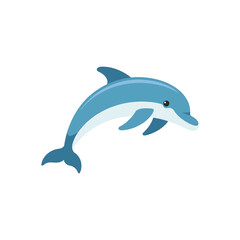 Fototapeta premium A simple, minimalist illustration of a leaping dolphin in a flat design style
