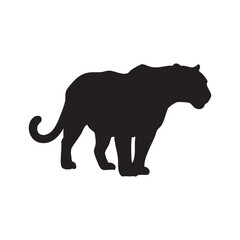 Obraz premium Powerful Tiger Standing Proudly in Black Silhouette majestic