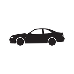 Fototapeta premium Sleek Coupe Car Profile View in Black Silhouette