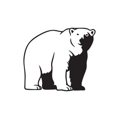 Fototapeta premium Standing Polar Bear Illustration in Black and White Silhouette