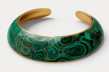 A photorealistic choker necklace with an engraved malachite