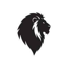 Majestic Lion Head Profile Black Silhouette powerful lion