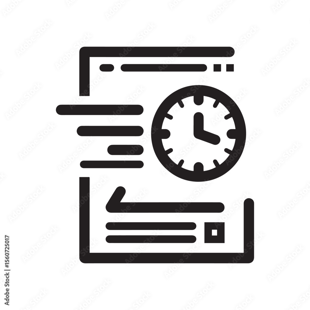 Fototapete Black line icon of a clock with dynamic motion blur or speed lines to the left, representing fast time or quick service.