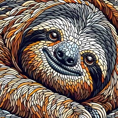 Naklejka premium 나무늘보, 모자이크 기법 디자인 일러스트, jpeg (sloth, Mosaic Techniques Design Illustration, jpeg)