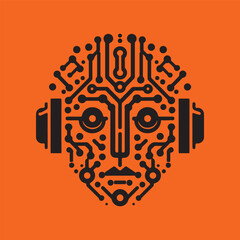 Obraz premium Artificial Intelligence Robot Face vector