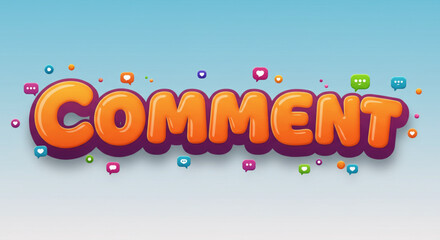 Colorful 3D Cartoon Comment Text Effect Design