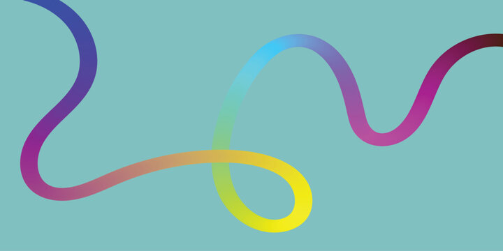 Abstract Rainbow Curves on a Light Teal Background. A dynamic image showcasing a series of interconnected, flowing, rainbow-colored curves against a soft, light teal background.