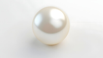 Pearl with smooth shiny surface on white background, elegant and luminous round object with soft reflections and delicate texture