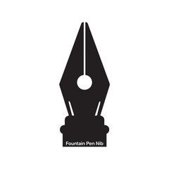 Fountain Pen Nib in a bold black silhouette against a clean white background.