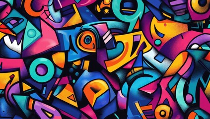 Obraz premium Vibrant abstract pattern with bold shapes and colors