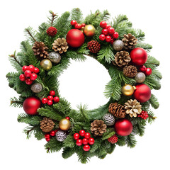 Christmas wreath isolated on transparent background
