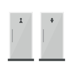Toilet doors icon on white background. Toilet entrance. Male and female toilet. Information.