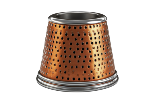 A textured copper metal object showcasing rustic charm and vintage flair complete with on transparent background