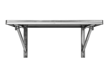A sturdy metal folding shelf offering space saving convenience for organized living with raw on transparent background