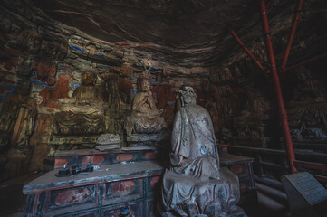 chongqing.china 26.03.2024 Ancient Stone Carvings of Dazu Rock Carvings in Chongqing, China &ndash; A Glimpse into Buddhist and Taoist Heritage