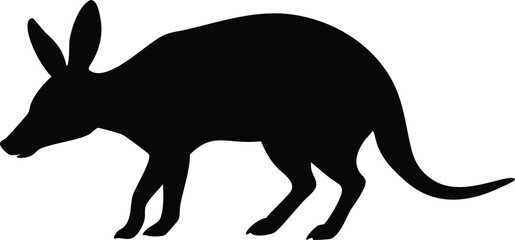 Black silhouette of an aardvark in side view ready to use in multiple design projects