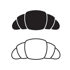 Croissant icon. Croissant icons solid and linear style.