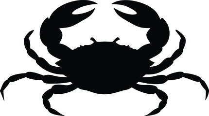 Silhouette illustration of a crab featuring detailed outlines and clean black and white aesthetics