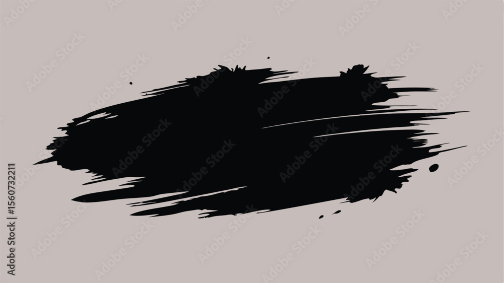 Poster abstract black brush stroke on a transparent background design element