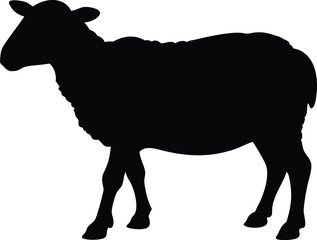 Silhouette illustration of a sheep standing in profile a vector graphic design element