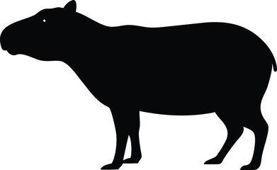 Silhouette of a capybara facing left on a white background isolated vector graphic design