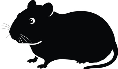 Silhouette of a guinea pig in black and white, isolated vector graphic illustration