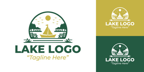 Green and Yellow Lakeside Event Logo for Outdoor Activities and Branding
