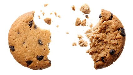  close up of an half eaten cookie with crumb agains  isolated on white background PNG, ai generated