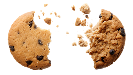  close up of an half eaten cookie with crumb agains  isolated on white background PNG, ai generated
