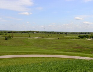 The countryside landscape on a sunny day.