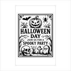 Halloween Pumpkin Illustration Flyer Design